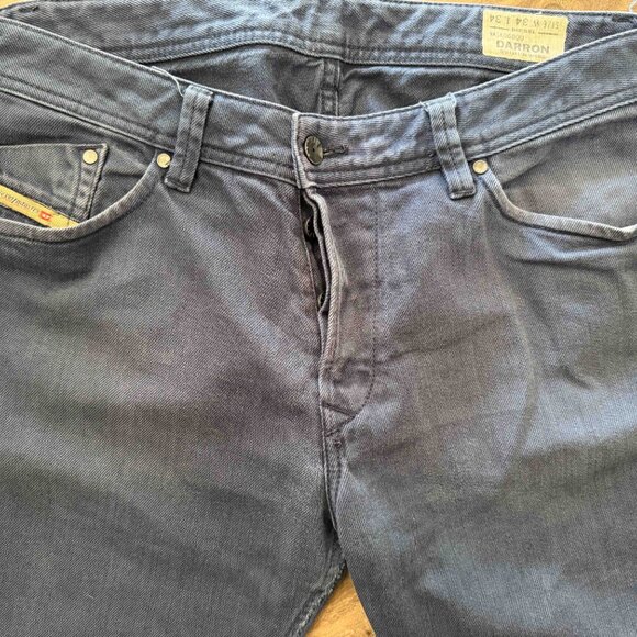 Diesel Jeans Mens 34x34 Blue Darron Regular Slim Tapered Designer Ink Dyed 100% - Picture 4 of 6